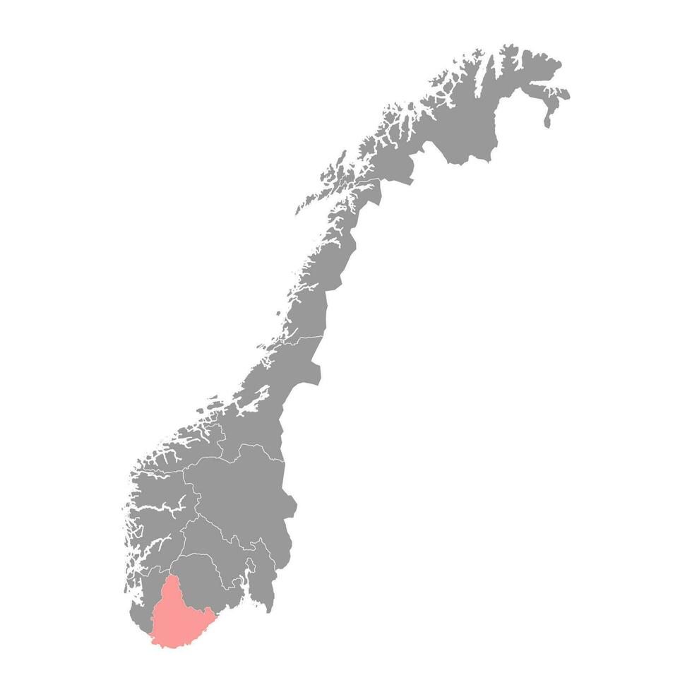 agder Bezirk Karte, administrative Region von Norwegen. Vektor Illustration.