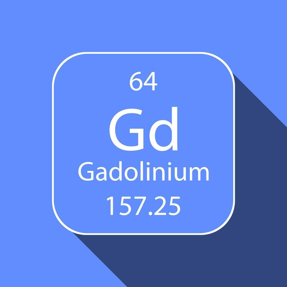 gadolinium symbol med lång skugga design. kemisk element av de periodisk tabell. vektor illustration.