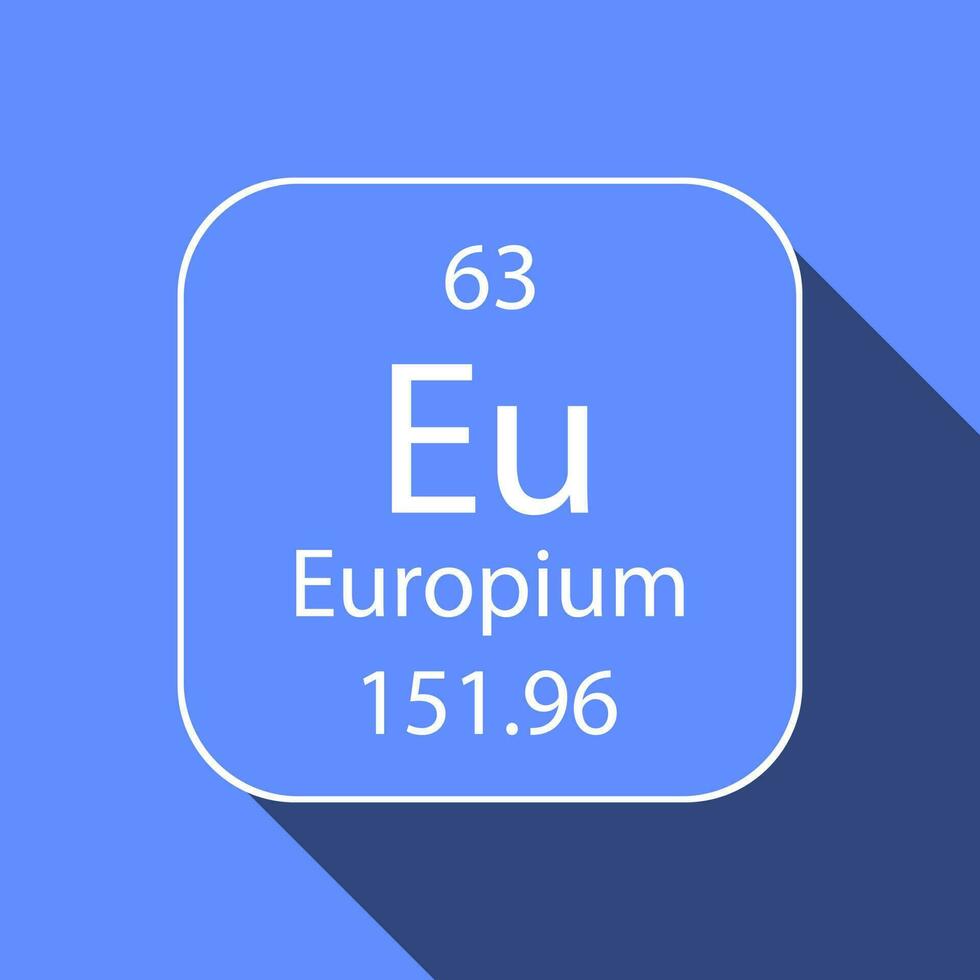 europium symbol med lång skugga design. kemisk element av de periodisk tabell. vektor illustration.