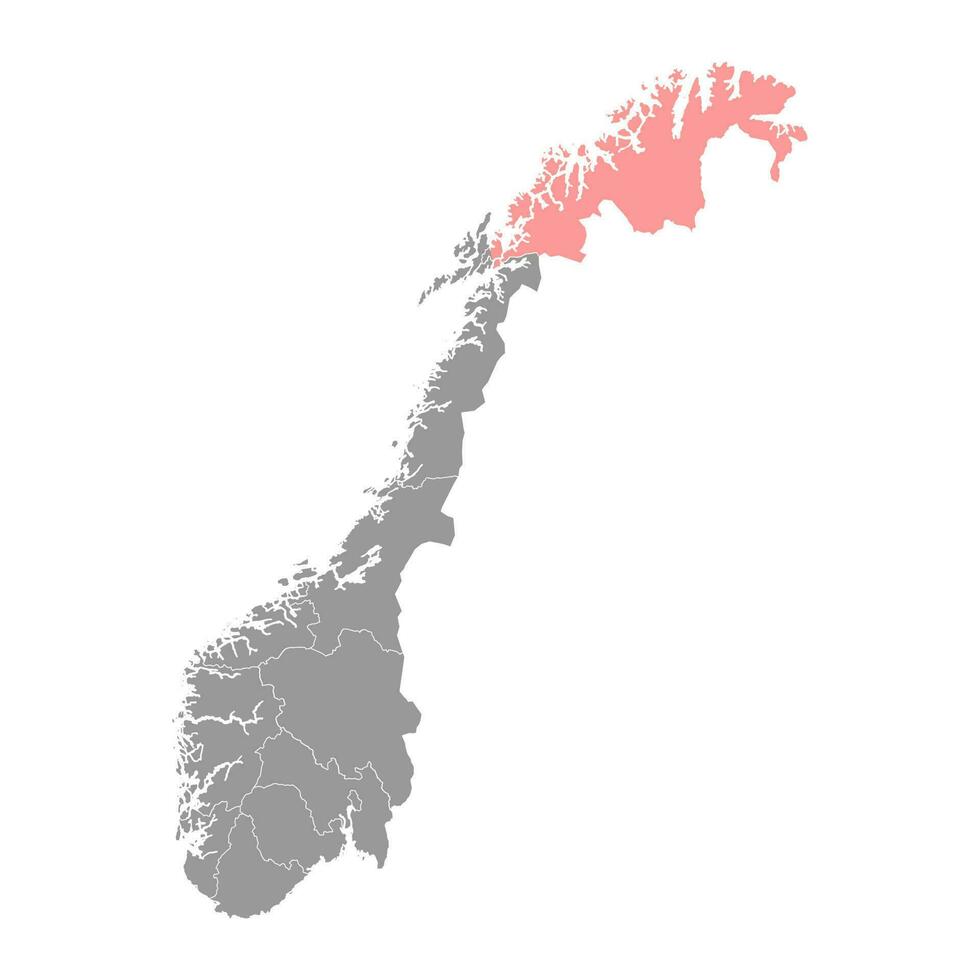 Troms og Finnmark Bezirk Karte, administrative Region von Norwegen. Vektor Illustration.