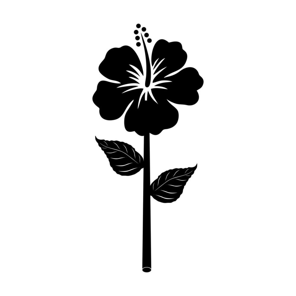 Illustration Vektor Grafik von Hibiskus Blume im ein Weiß Hintergrund. perfekt zum Symbol, Symbol, Tätowierung, Bildschirm Drucken, usw.