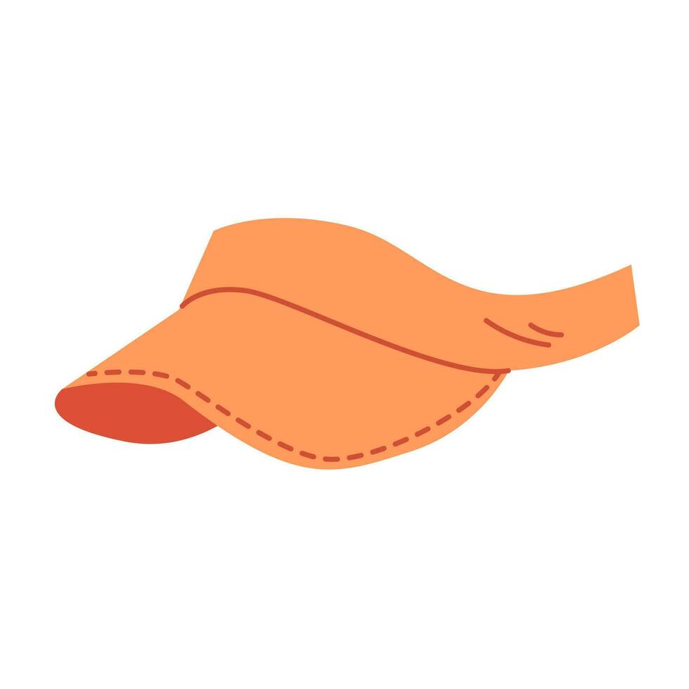 Orange Hand gezeichnet weiblich Deckel Visier. Kopfschmuck. eben Vektor Illustration isoliert auf ein Weiß Hintergrund. Sommer- Erholung