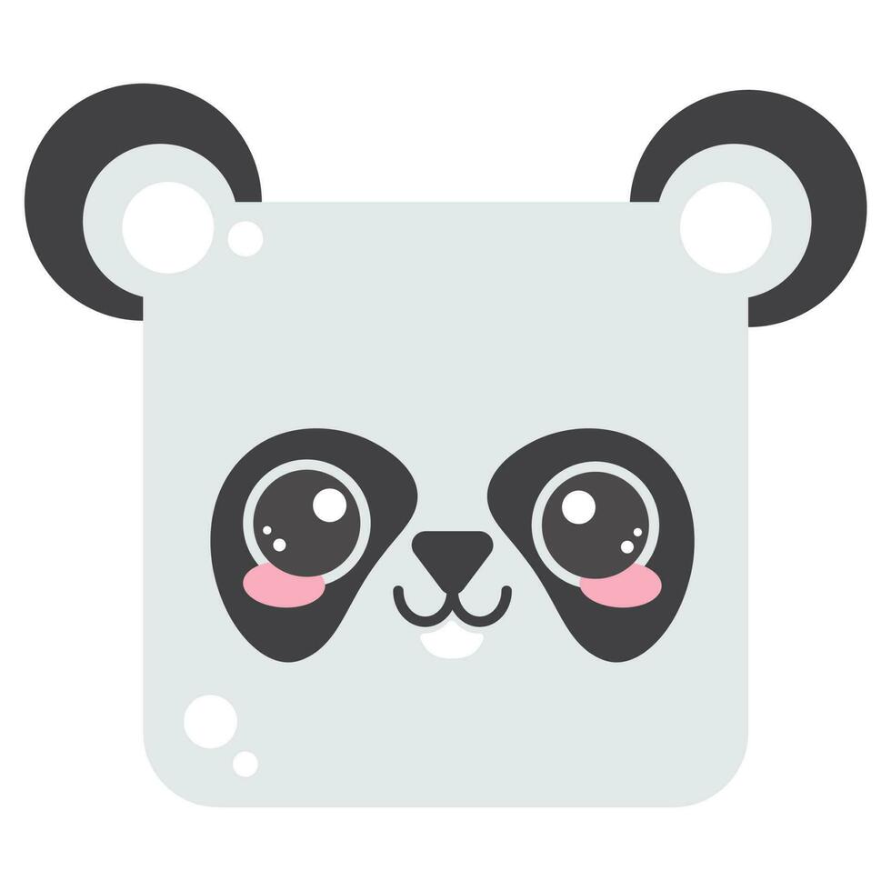 söt fyrkant panda ansikte. vagn huvud av djur- karaktär. minimal enkel design. vektor illustration