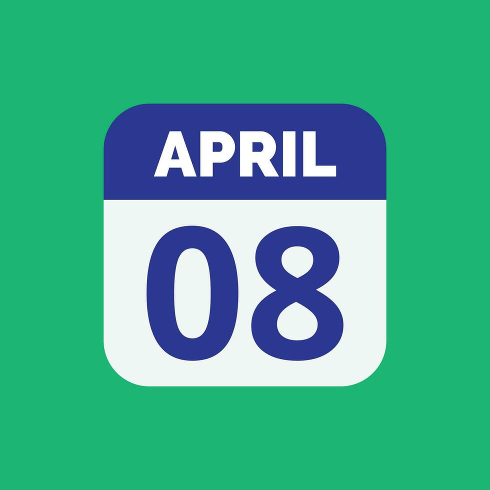 april 8 kalender datum vektor