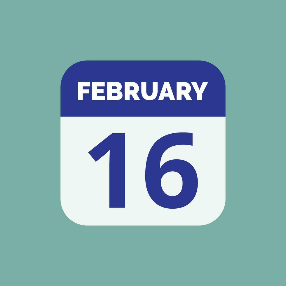 Kalenderdatumssymbol vom 16. Februar vektor