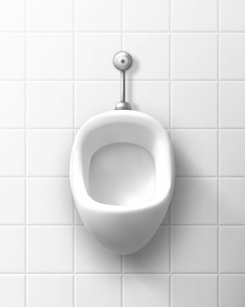 Weiß Keramik Urinal auf Mauer im männlich Toilette vektor