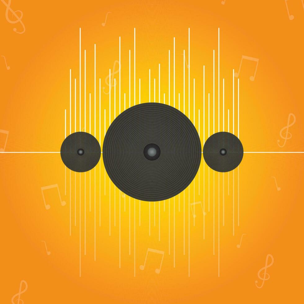 Musik- Orange Hintergrund mit Tieftöner Illustration. vektor