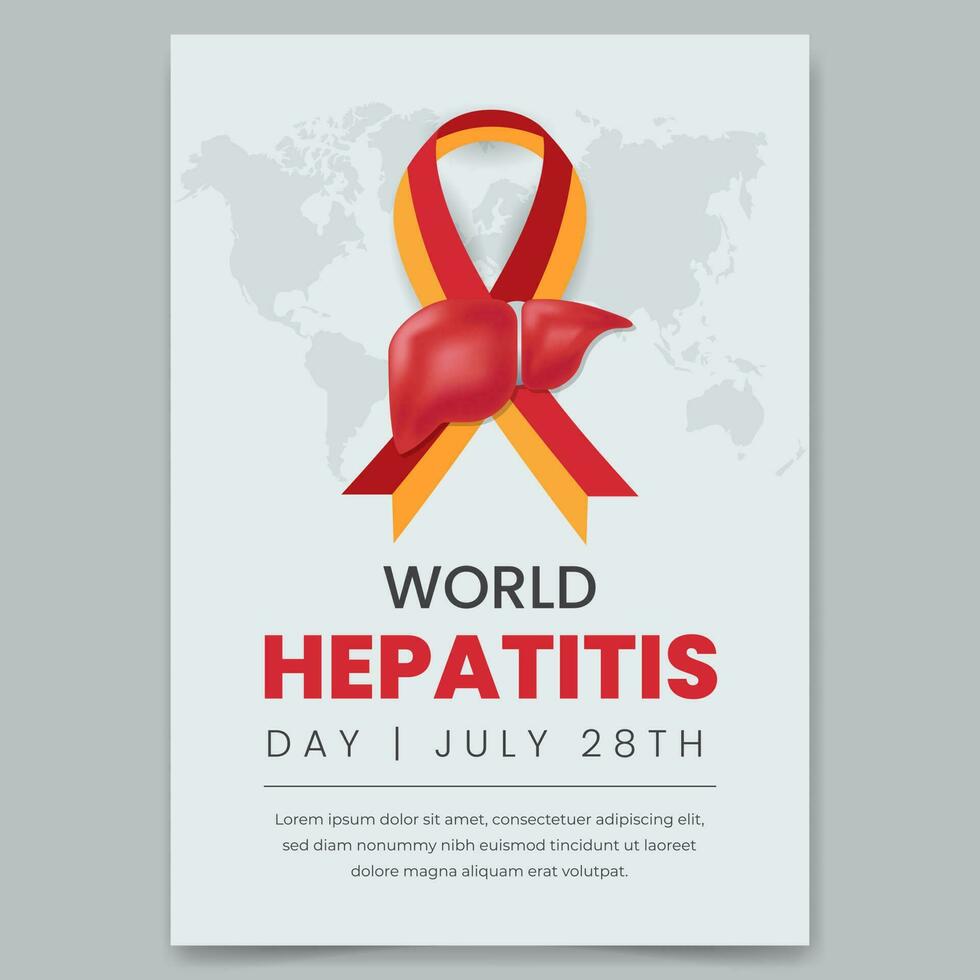 värld hepatit dag juli 28: e flygblad design med band symbol och lever illustration vektor