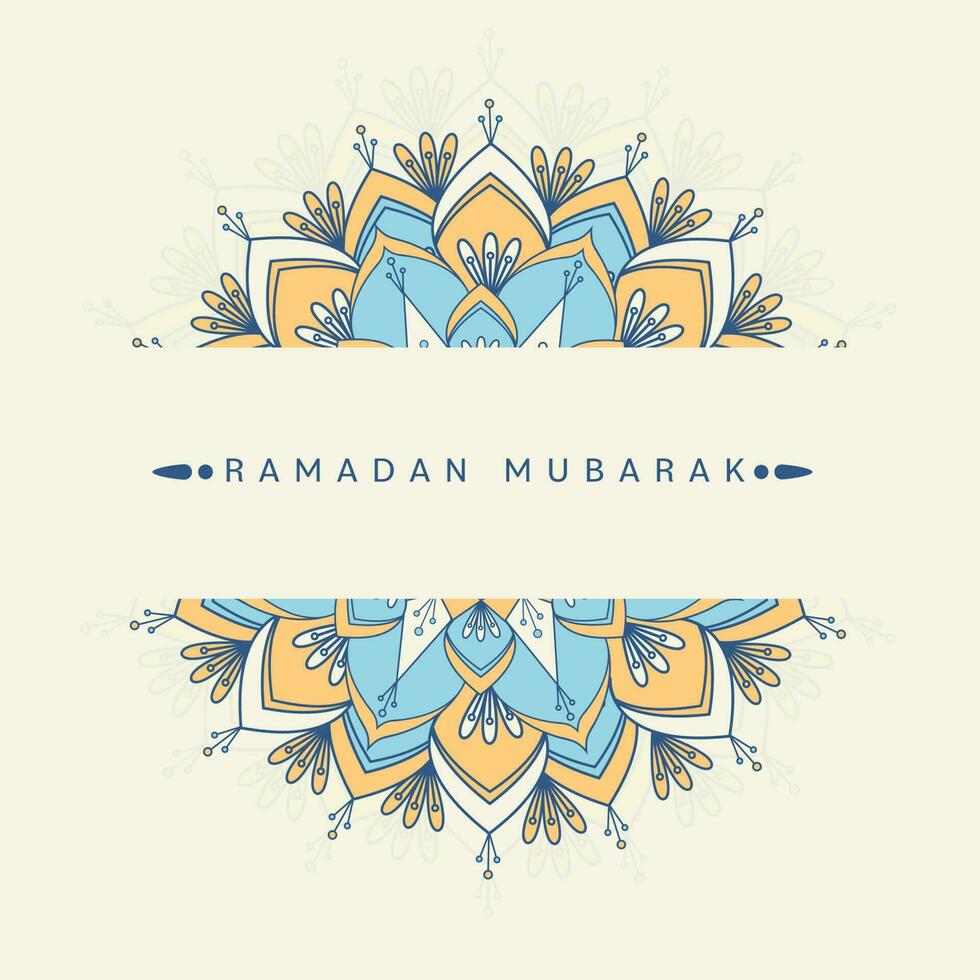 ramadan mubarak begrepp med mandala mönster på ljus gul bakgrund. vektor
