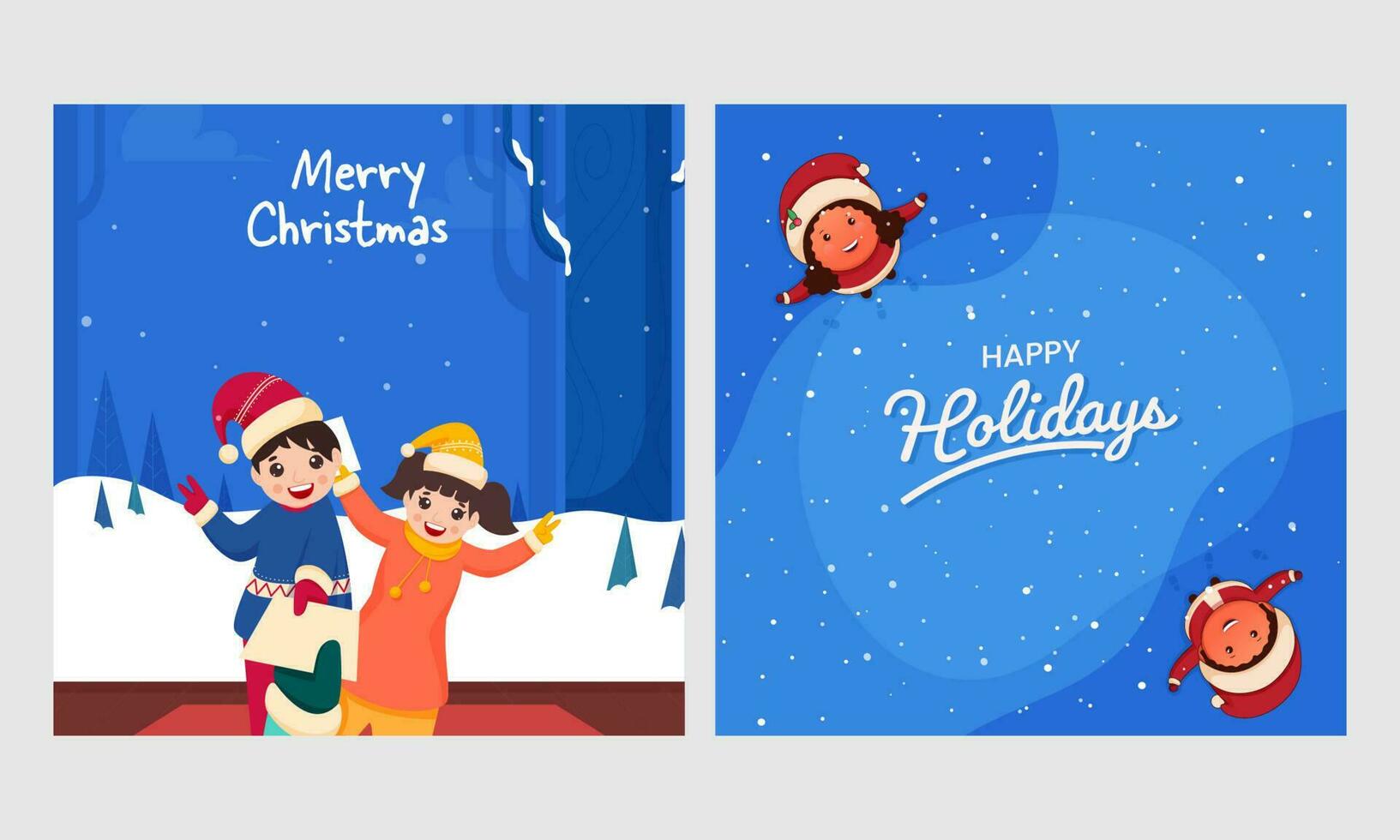 glad jul och Lycklig högtider posta design i två alternativ. vektor