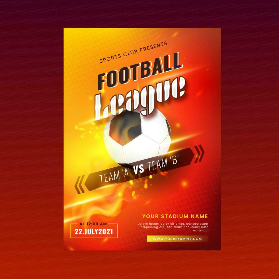 tävlingar affisch design för fotboll liga med lampor effekt. vektor
