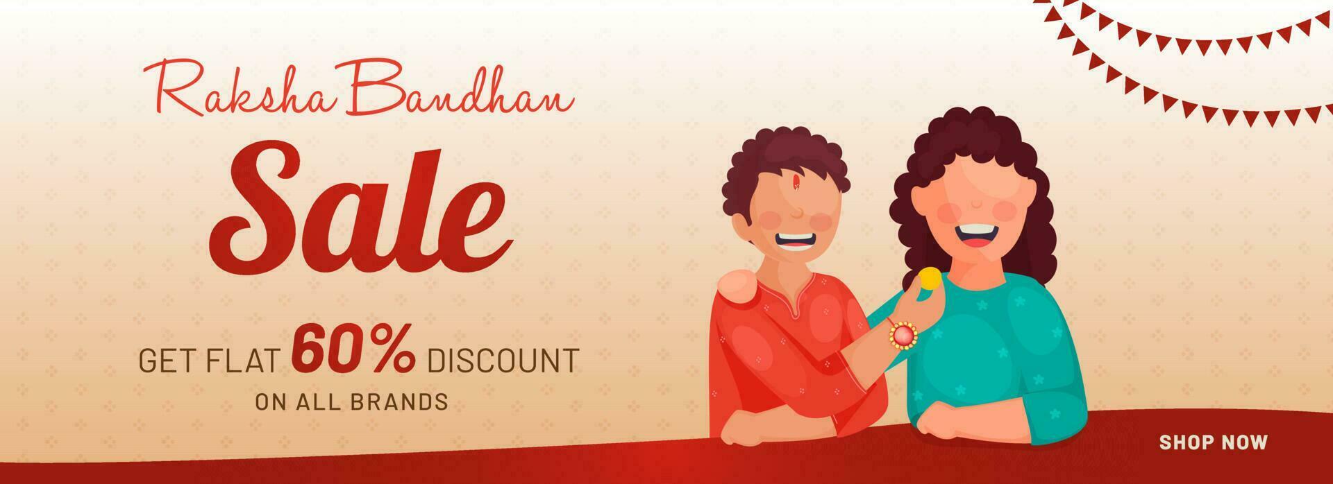 Rabatt Angebot zum Raksha Bandhan Header oder Banner Design. vektor