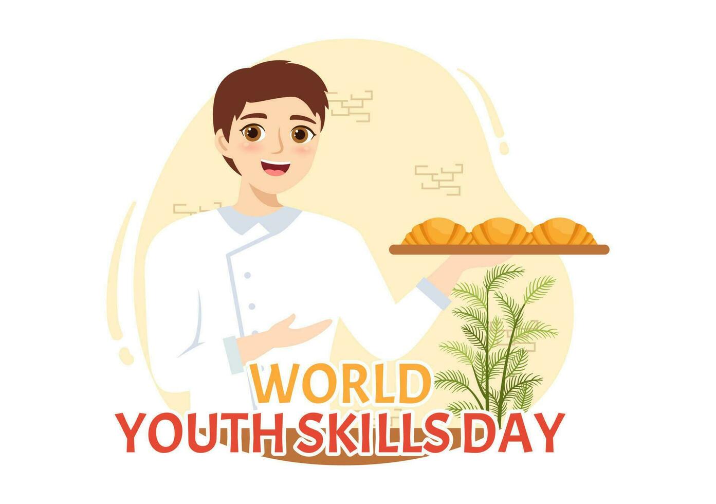 värld ungdom Kompetens dag vektor illustration av människor med skicklighet för olika sysselsättning och företagande i platt tecknad serie hand dragen mallar