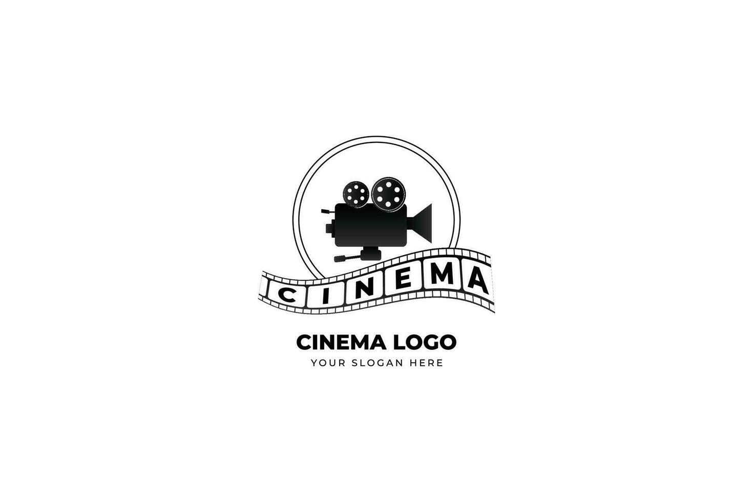 film rulle, bio, filma produktion logotyp mall design illustration vektor