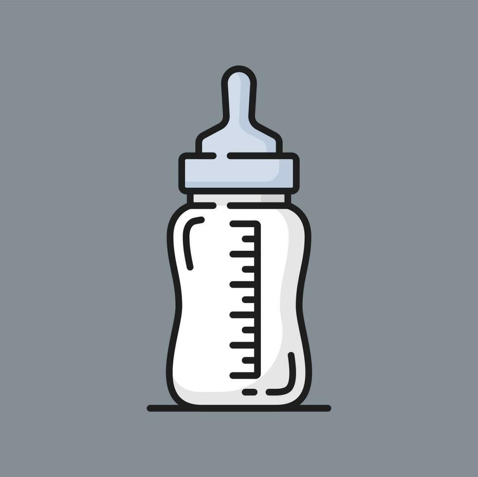 mjölk flaska med napp mätning skala vektor