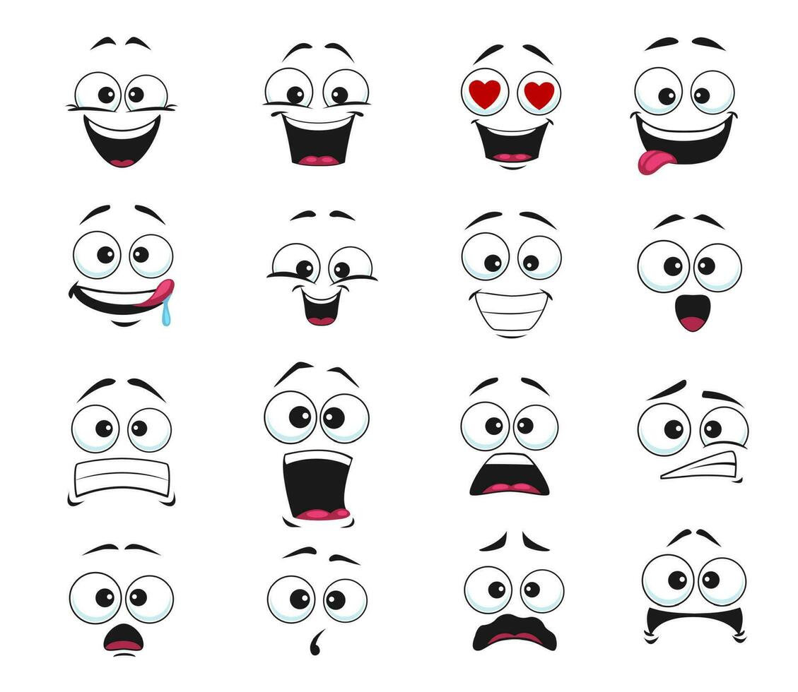 Gesicht Ausdruck isoliert Vektor Karikatur Emoticons