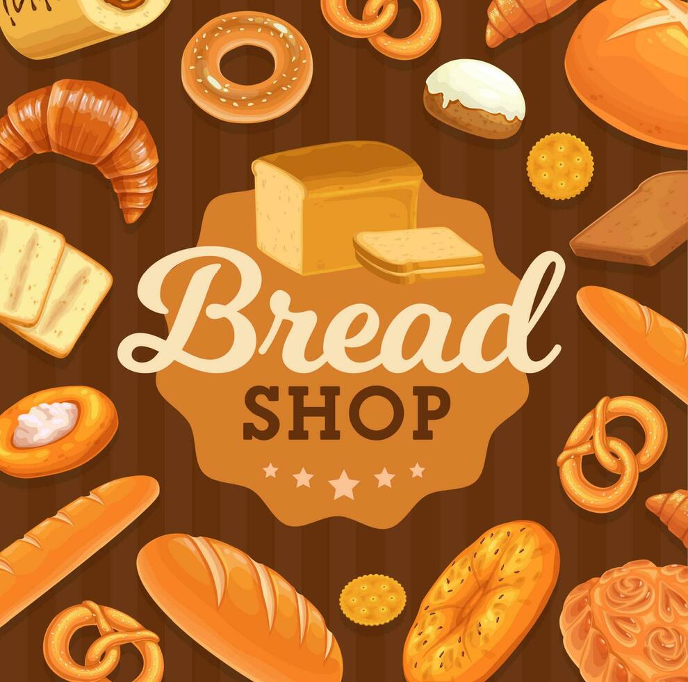 Bäckerei Geschäft frisch Brot und Gebäck Vektor Poster