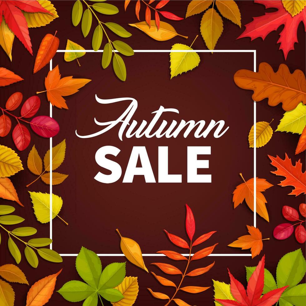 Herbst Verkauf Vektor Poster, gefallen Blätter Angebot