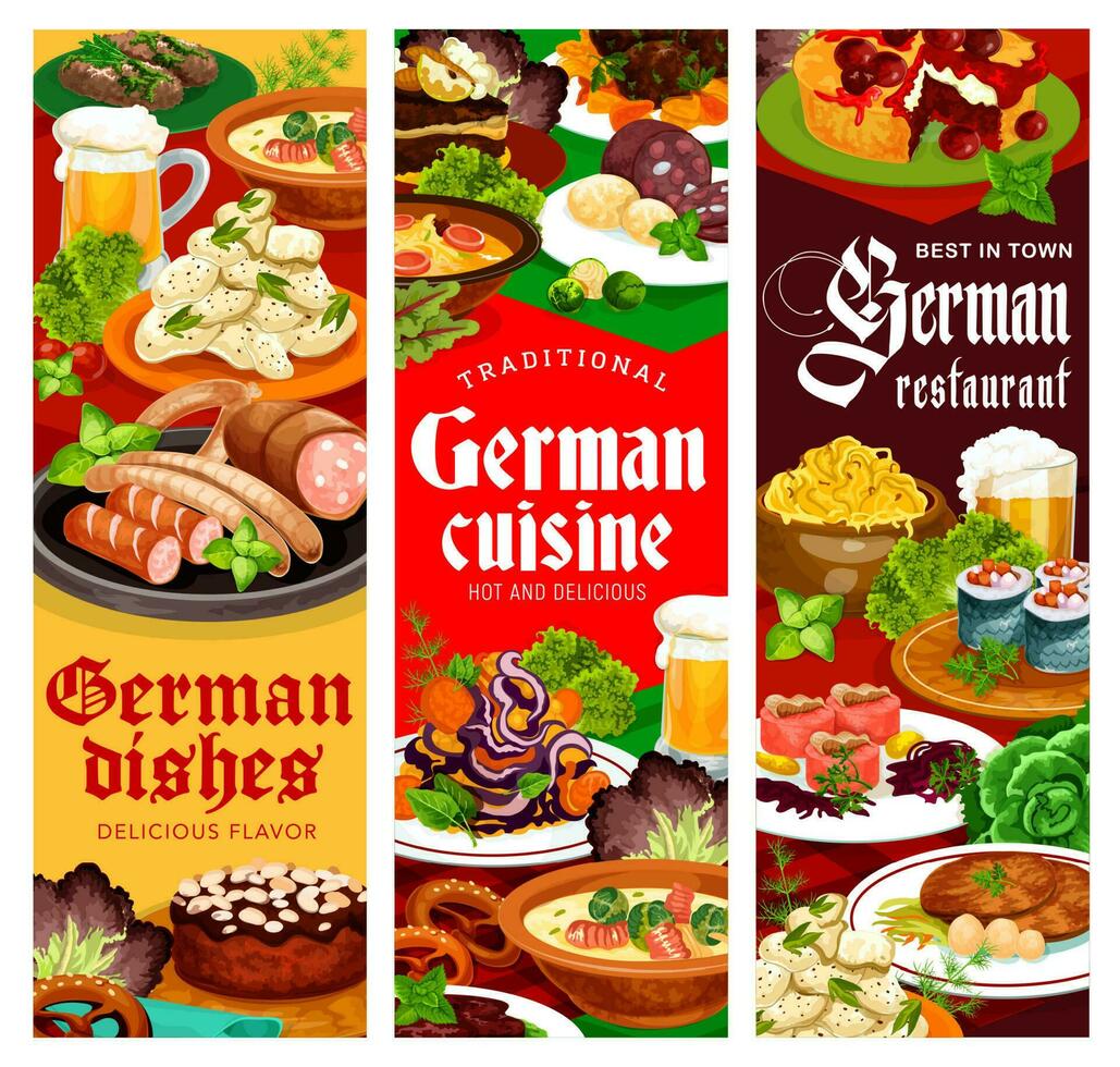 tysk kök restaurang maträtter vektor banderoller