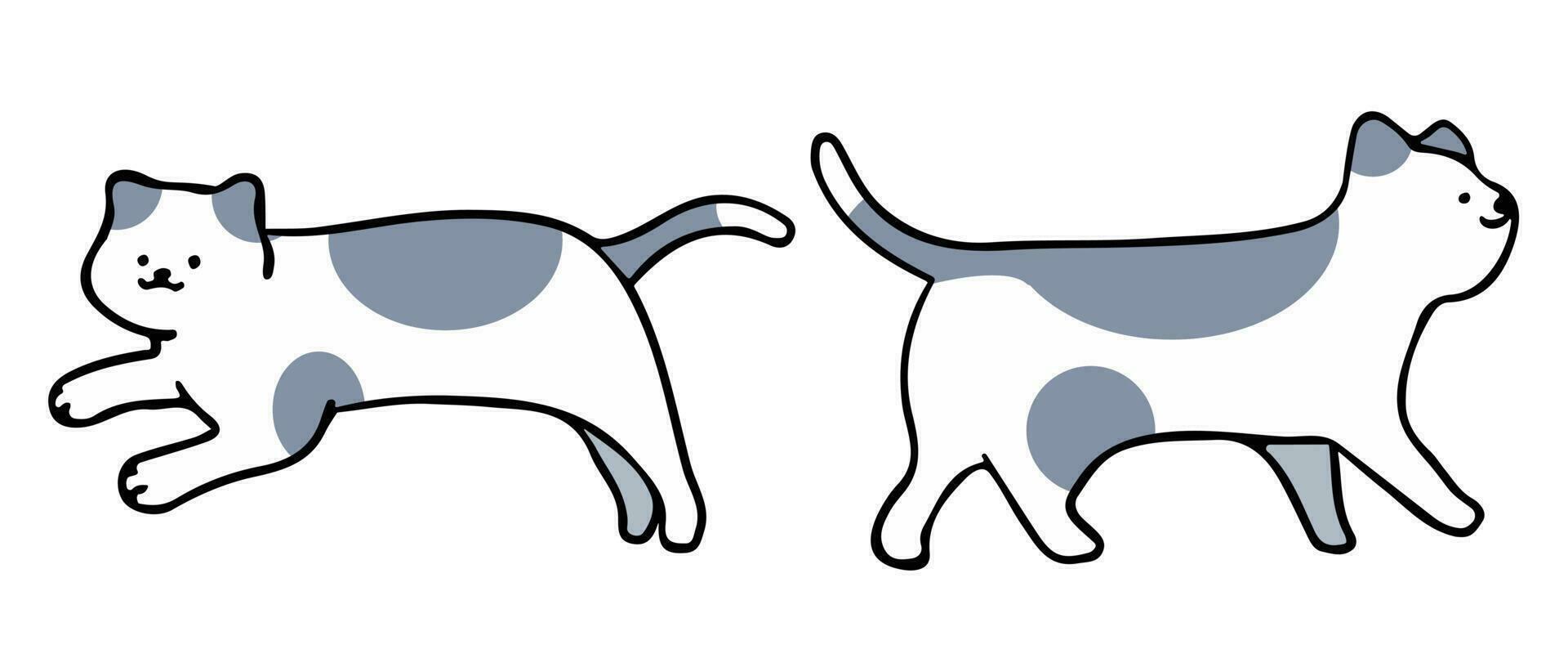 en katt i ett översikt stil karaktär design och en platt design stil minimal vektor illustration.