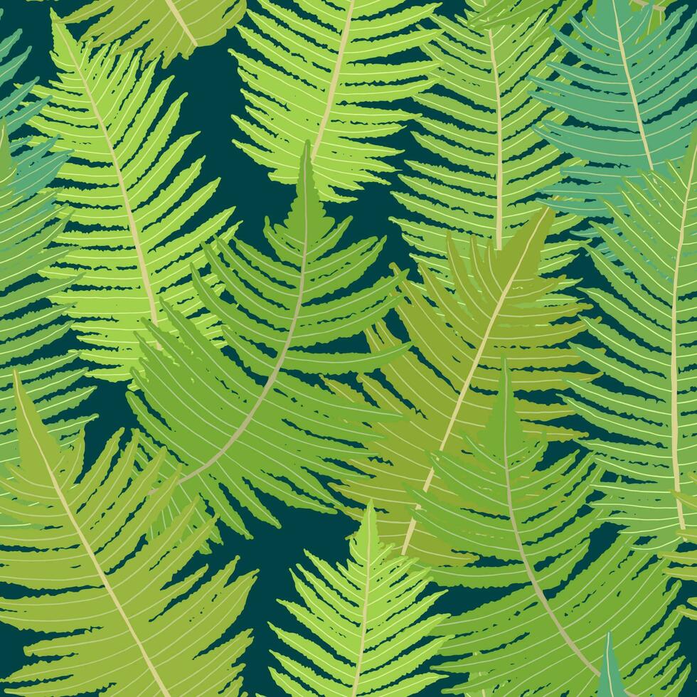 sömlös mönster med ormbunke löv. bräken tropisk skriva ut vektor