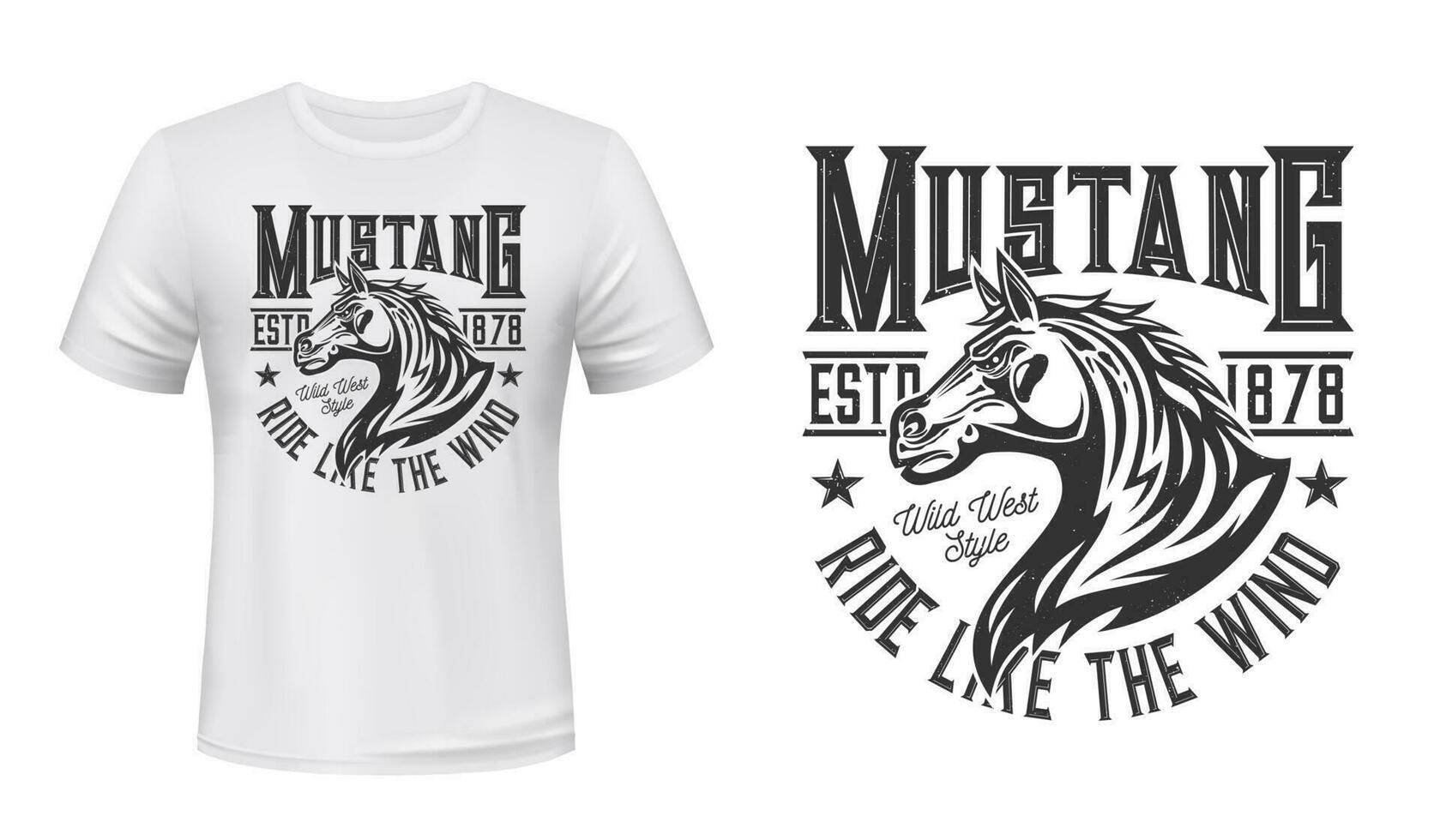 wild Mustang Hengst T-Shirt Vektor drucken Attrappe, Lehrmodell, Simulation