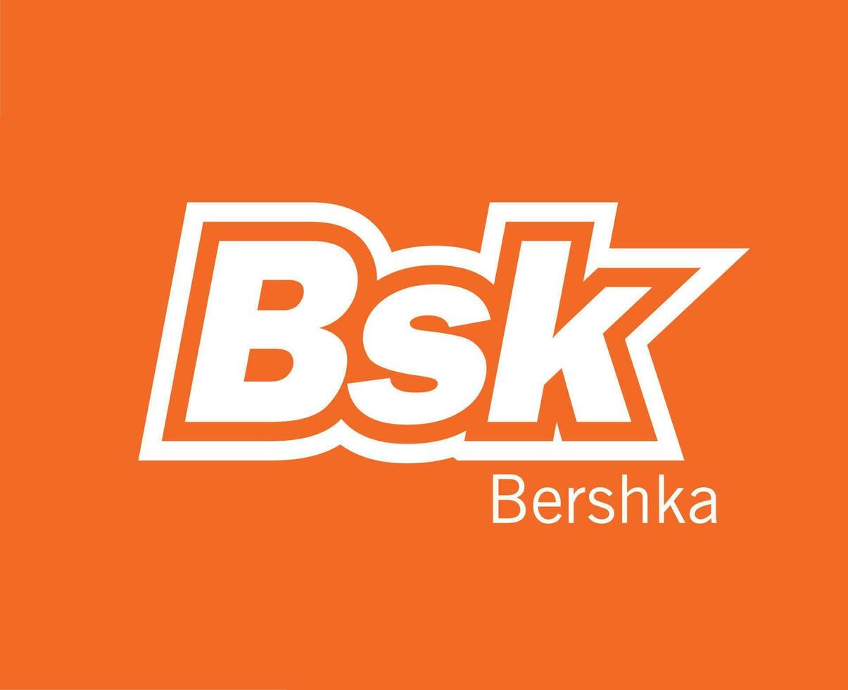 bershka bsk varumärke kläder logotyp symbol vit design sportkläder mode vektor illustration med orange bakgrund