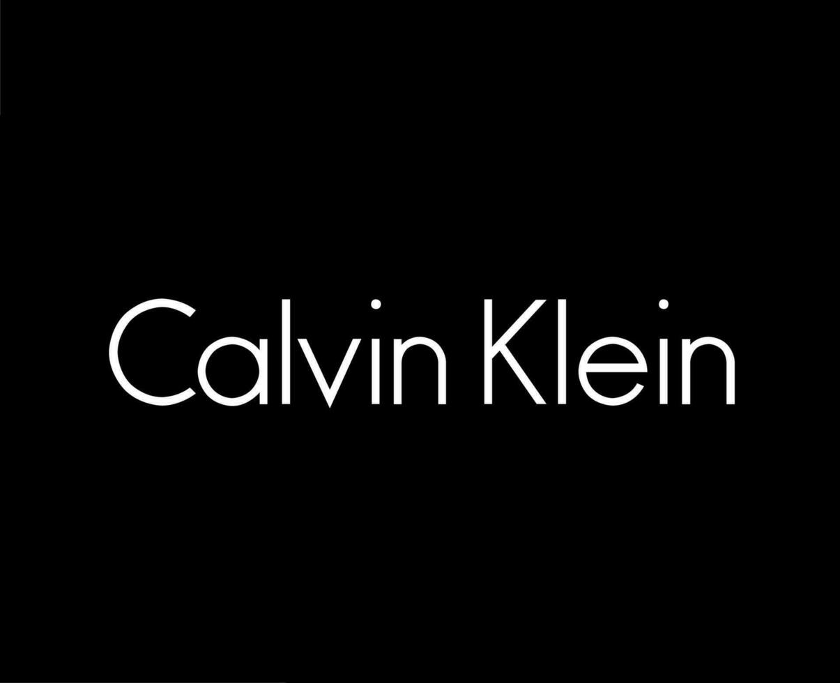 calvin klein varumärke kläder mode vit logotyp namn symbol design vektor illustration med svart bakgrund