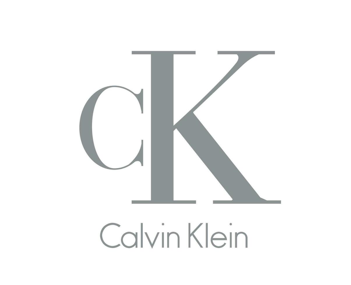 calvin klein varumärke kläder symbol logotyp med namn grå design mode vektor illustration