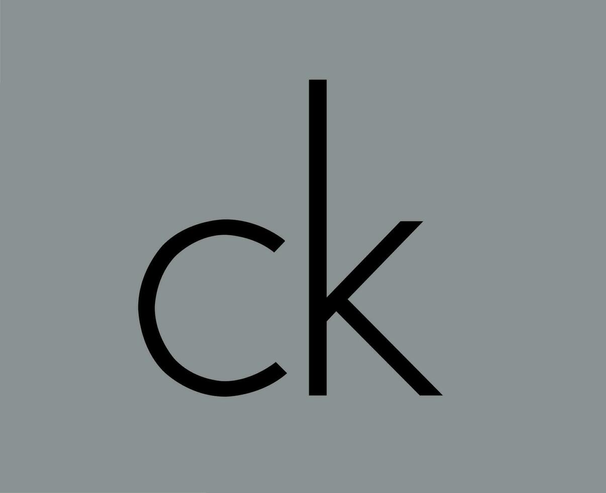 calvin klein logotyp varumärke kläder symbol svart design mode vektor illustration med grå bakgrund