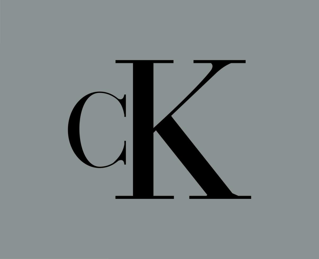 calvin klein varumärke kläder logotyp symbol svart design mode vektor illustration med grå bakgrund