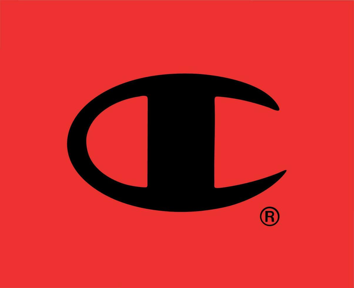 Champion Marke Kleider Symbol Logo schwarz Design Sportkleidung Mode Vektor Illustration mit rot Hintergrund