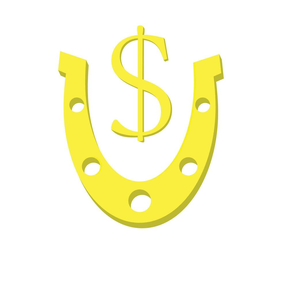 golden Hufeisen mit Symbol Gold Dollar vektor