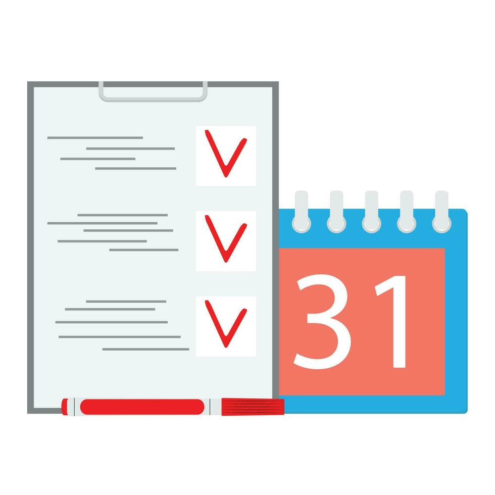 deadline uppgift. kalender och lista. företag begrepp vektor