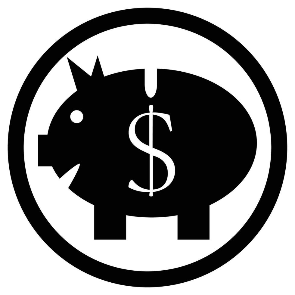 Schweinchen Bank schwarz Weiß Symbol vektor