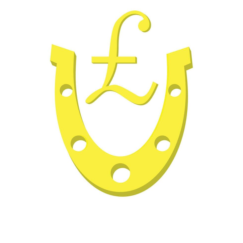 golden Hufeisen mit Symbol Gold Pfund Sterling vektor