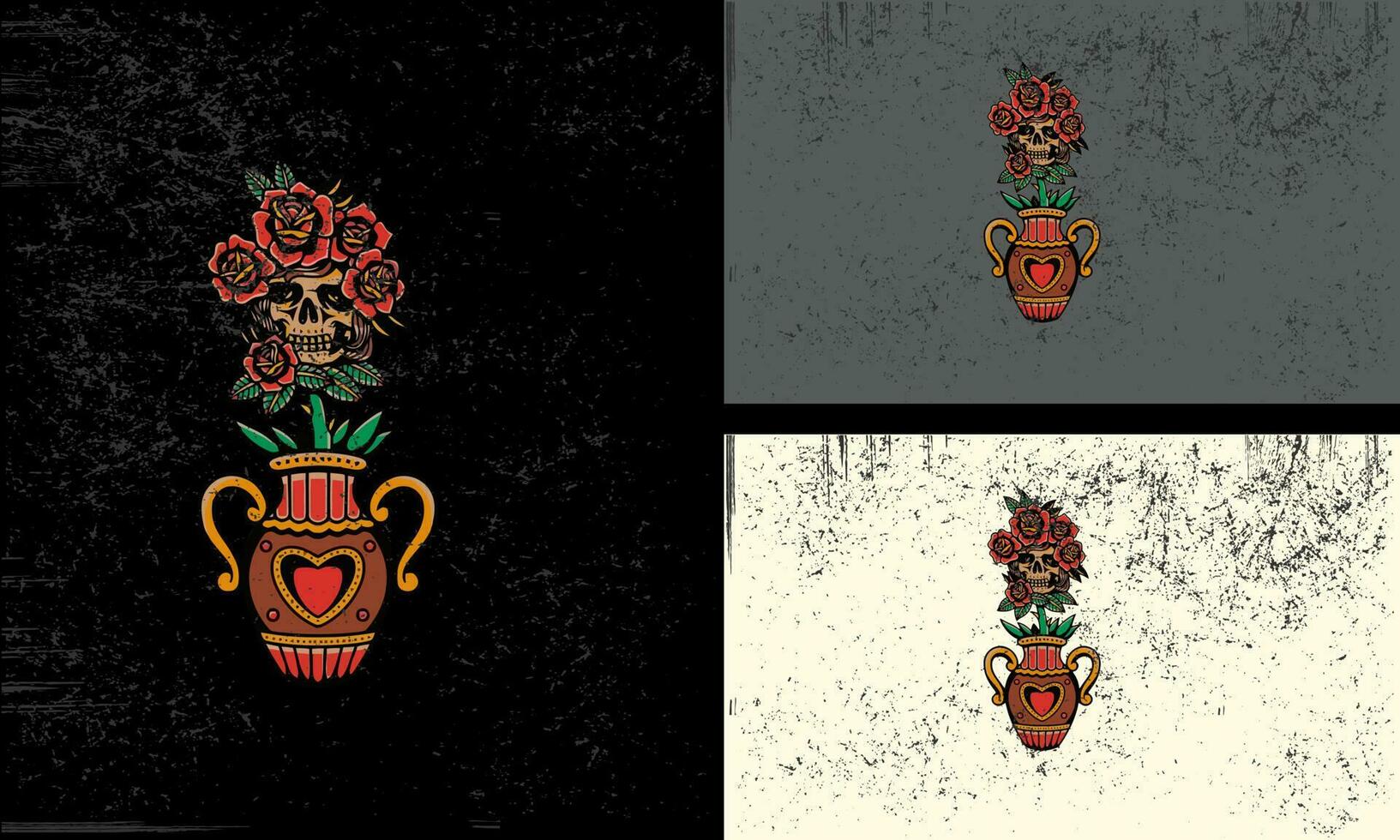 rot Blumen und Kopf Schädel Vektor Maskottchen Design