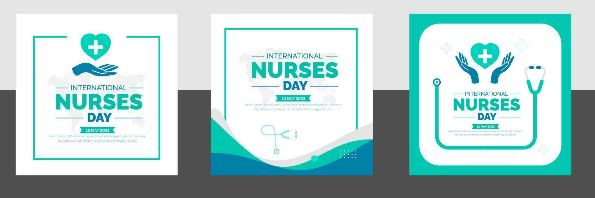 internationell sjuksköterskor dag social media posta baner design mall uppsättning. internationell sjuksköterskor dag bakgrund eller baner design mall berömd i 12 Maj. vektor