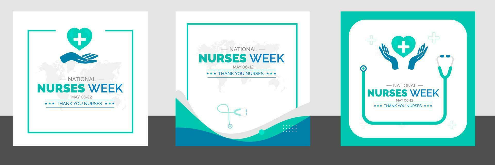 National Krankenschwestern Woche Sozial Medien Post Banner Design Vorlage Satz. National Krankenschwestern Woche Hintergrund oder Banner Design Vorlage gefeiert im kann vektor