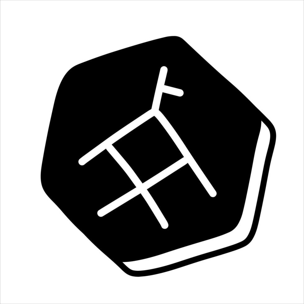Gekritzel nordisch Rune. schwarz und Weiß Magie skandinavisch Symbol. Wikinger Geheimnis Brief vektor