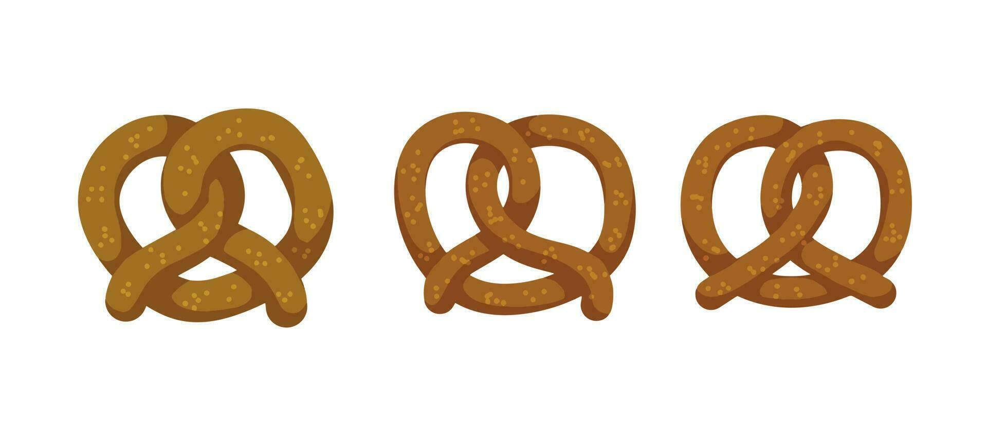 pretzel färsk bakverk. rullad bröd. tysk traditionell bretzel eller munk. brun vete mat. platt tecknad serie illustration vektor