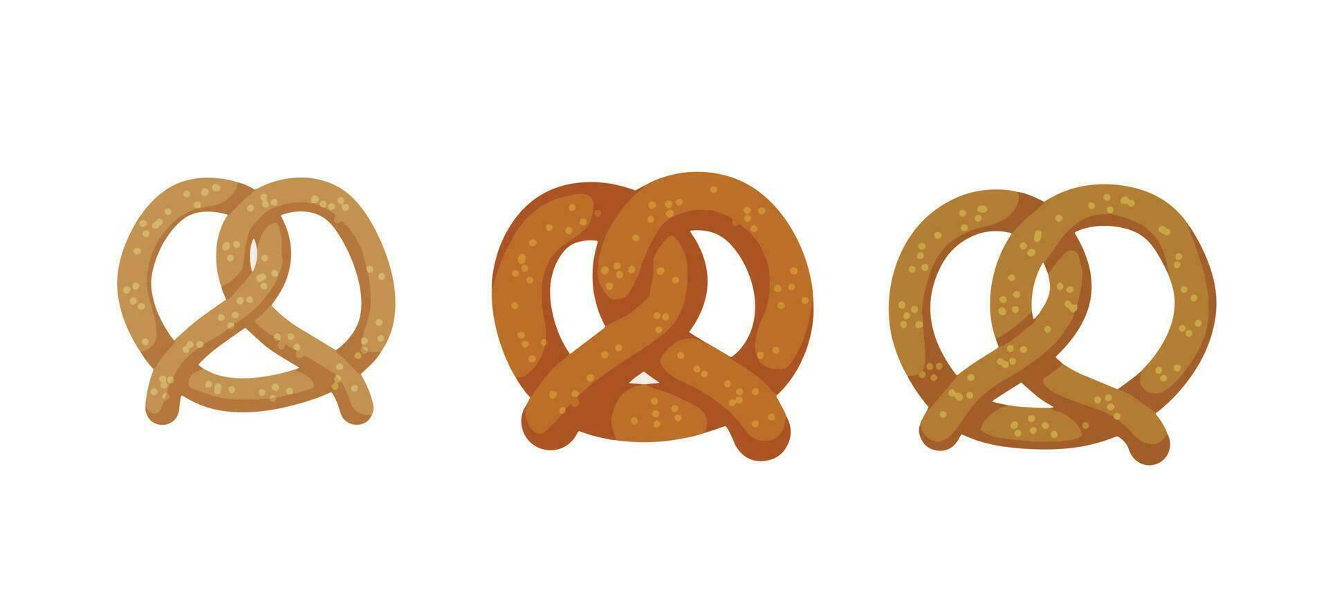 pretzel färsk bakverk. rullad bröd. tysk traditionell bretzel eller munk. brun vete mat. platt tecknad serie illustration vektor