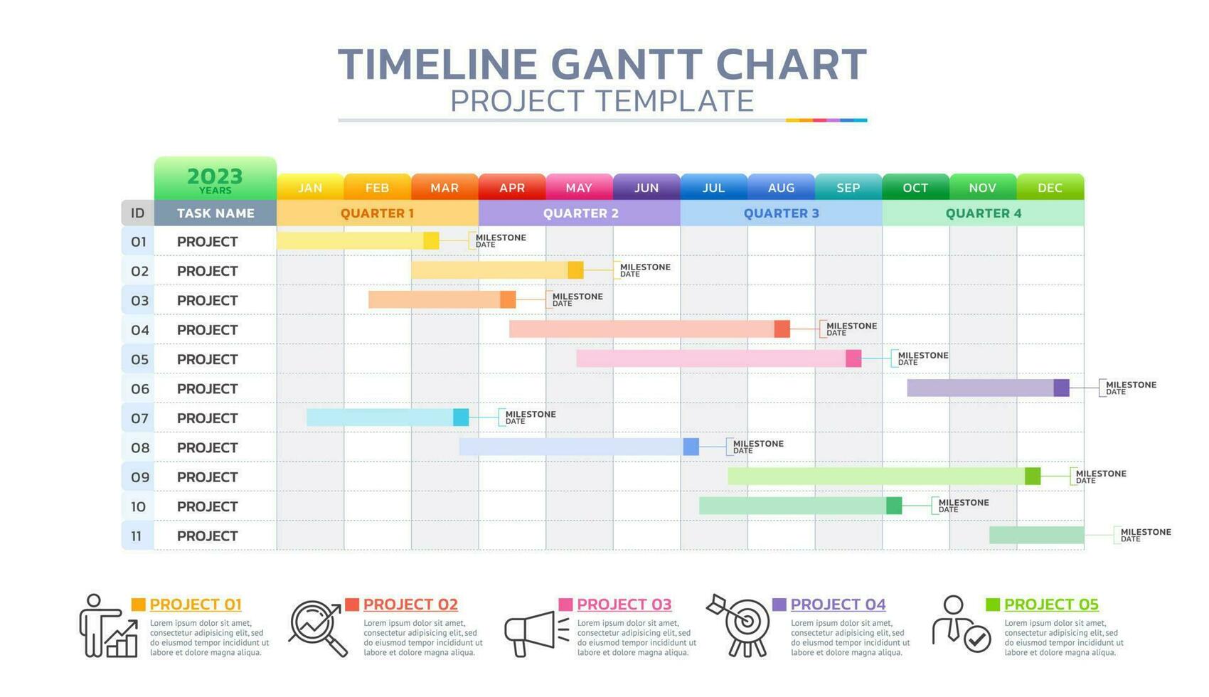 tidslinje gantt Diagram infographic mall bakgrund vektor