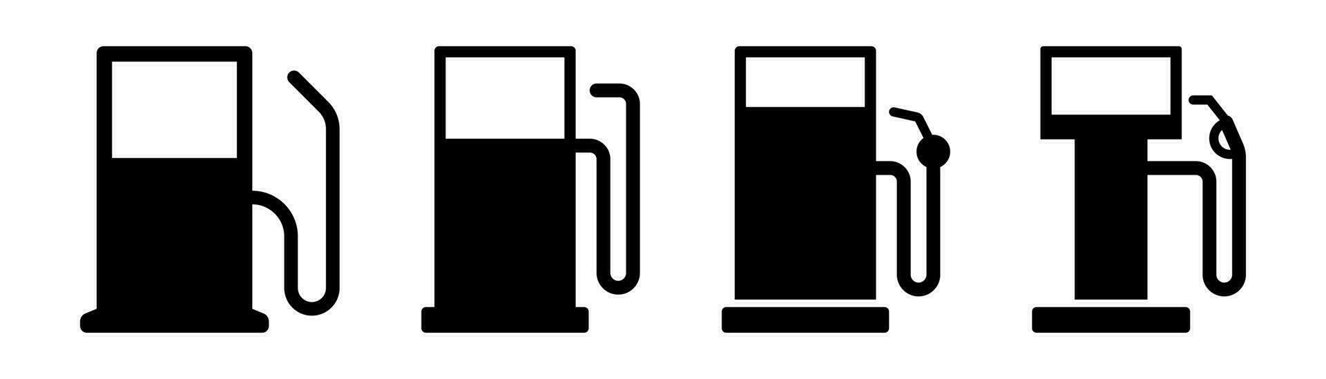 gas pump. bränsle station ikon uppsättning. bensin pump symbol. bränsle ikon i svart. bensin station. stock vektor illustration