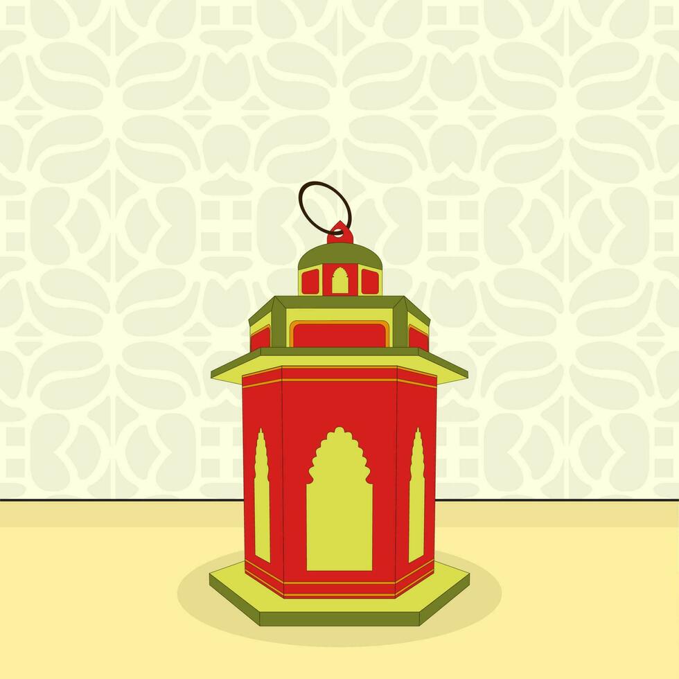 islamic festival hälsning kort med traditionell lyktor på arabicum geometrisk mönster bakgrund och kopia Plats. vektor