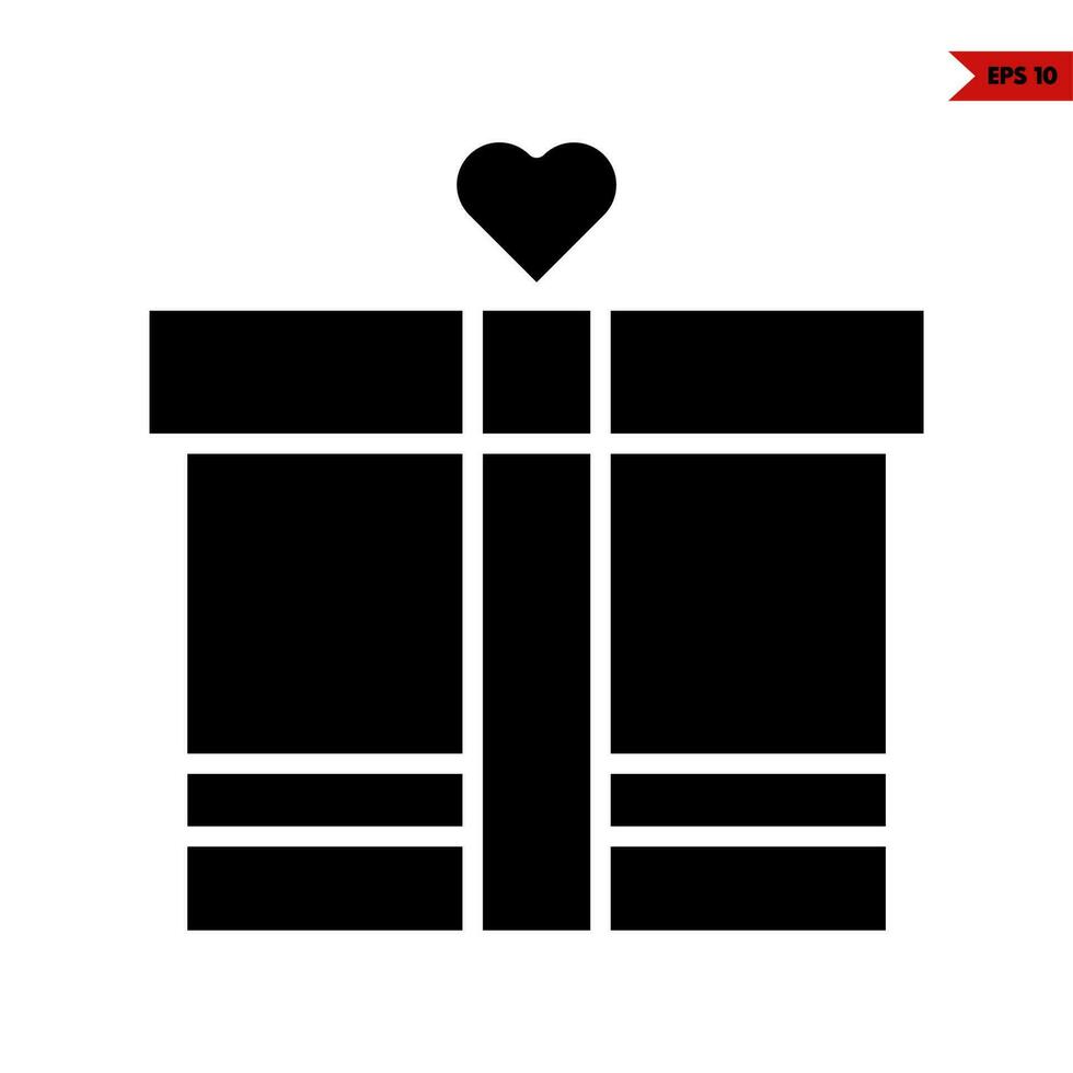 kärlek i över gåva låda glyf ikon vektor