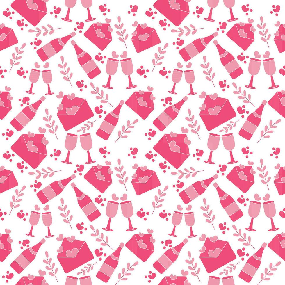 rosa och vit kärlek tema sömlös mönster bakgrund. vektor