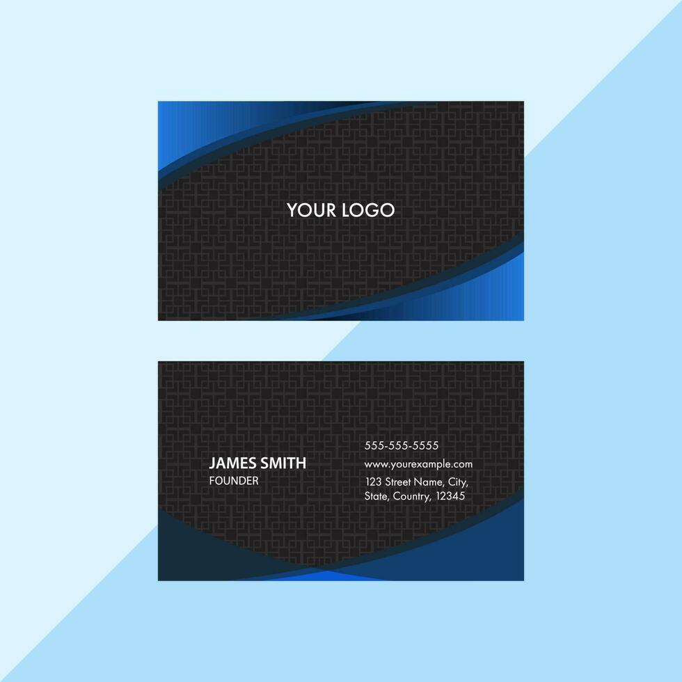 Blau und schwarz Farbe Geschäft Karte Vorlage Layout mit Platz heilig Muster. vektor