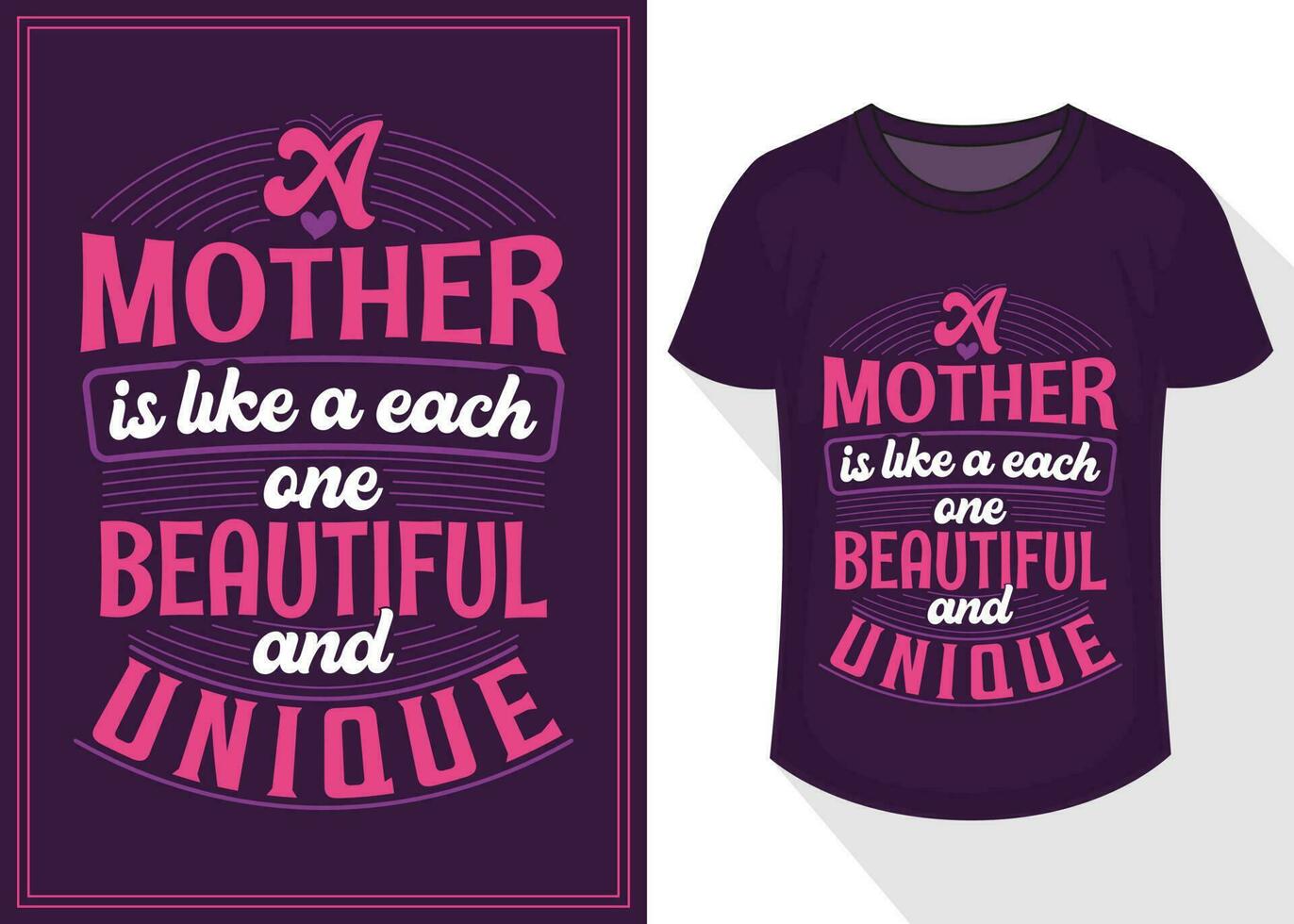 ein Mutter ist mögen ein jeder einer schön und einzigartig Zitate Typografie Beschriftung zum t Hemd Design. Mutter Tag T-Shirt Design vektor