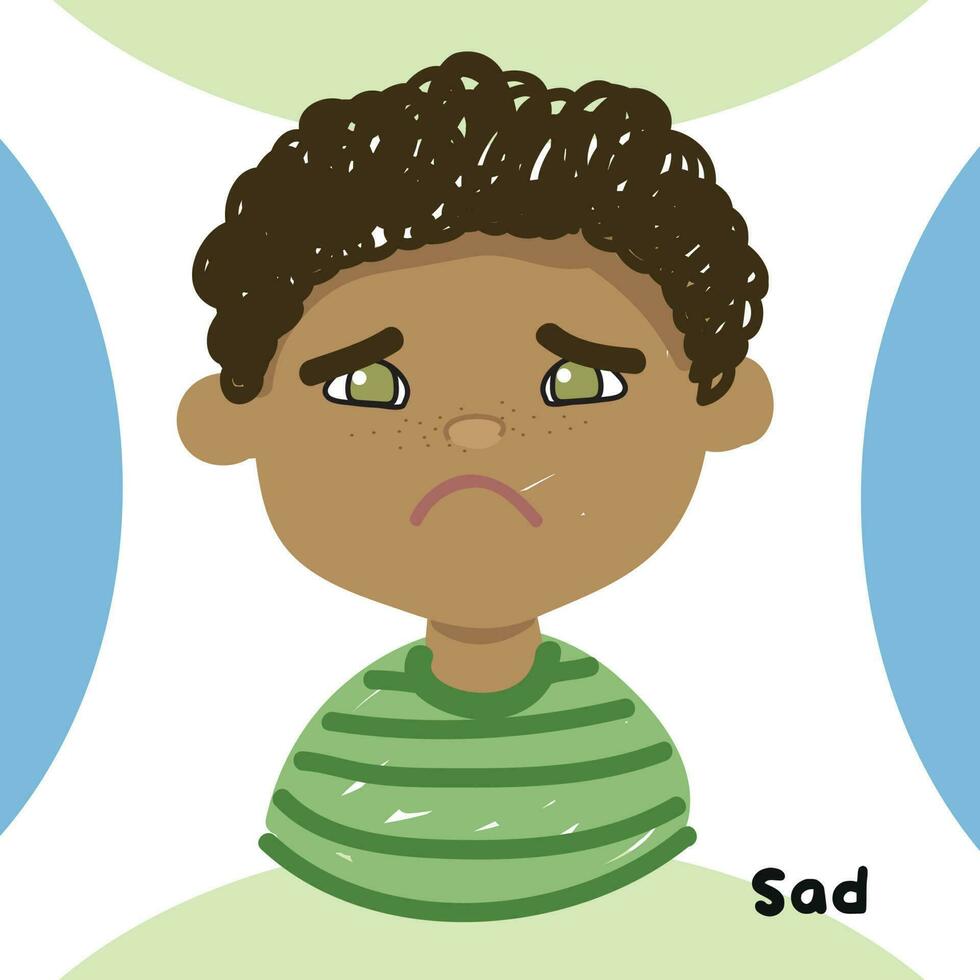 känsla flashcards uppsättning för barn till förstå handla om uttrycker känslor. känslor Flash-kort tryckbar. ansiktsbehandling uttryck. mångfald för ungar. vektor fil.